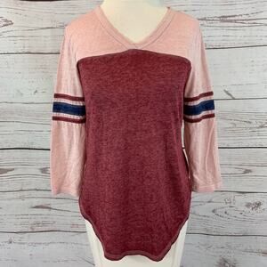 Rue21 3/4 length sleeve burgundy and pink soft